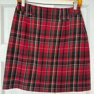 Vintage wool silk plaid skirt
